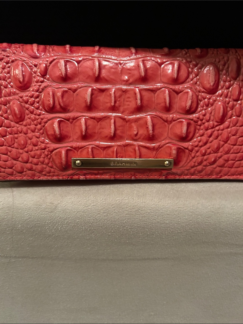 Brahmin Ady Coral Croc-Embossed leather Continental Wallet- like new